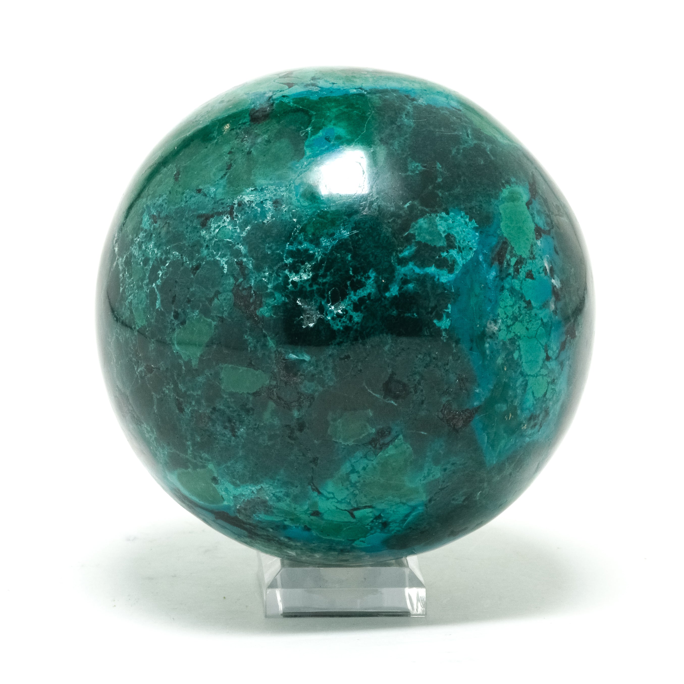 Chrysocolla with Malachite Polished Sphere from Peru | Venusrox