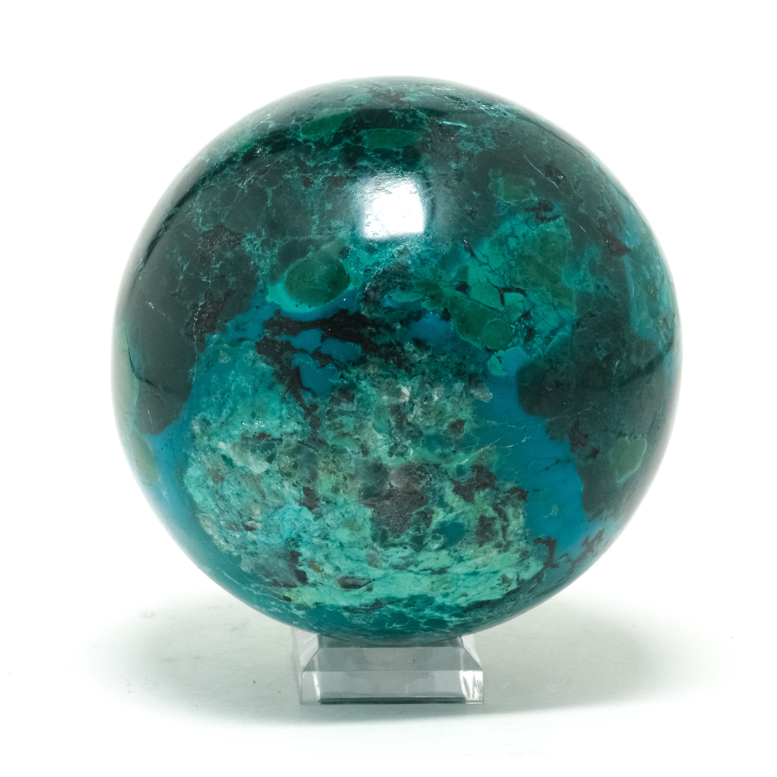 Chrysocolla with Malachite Polished Sphere from Peru | Venusrox
