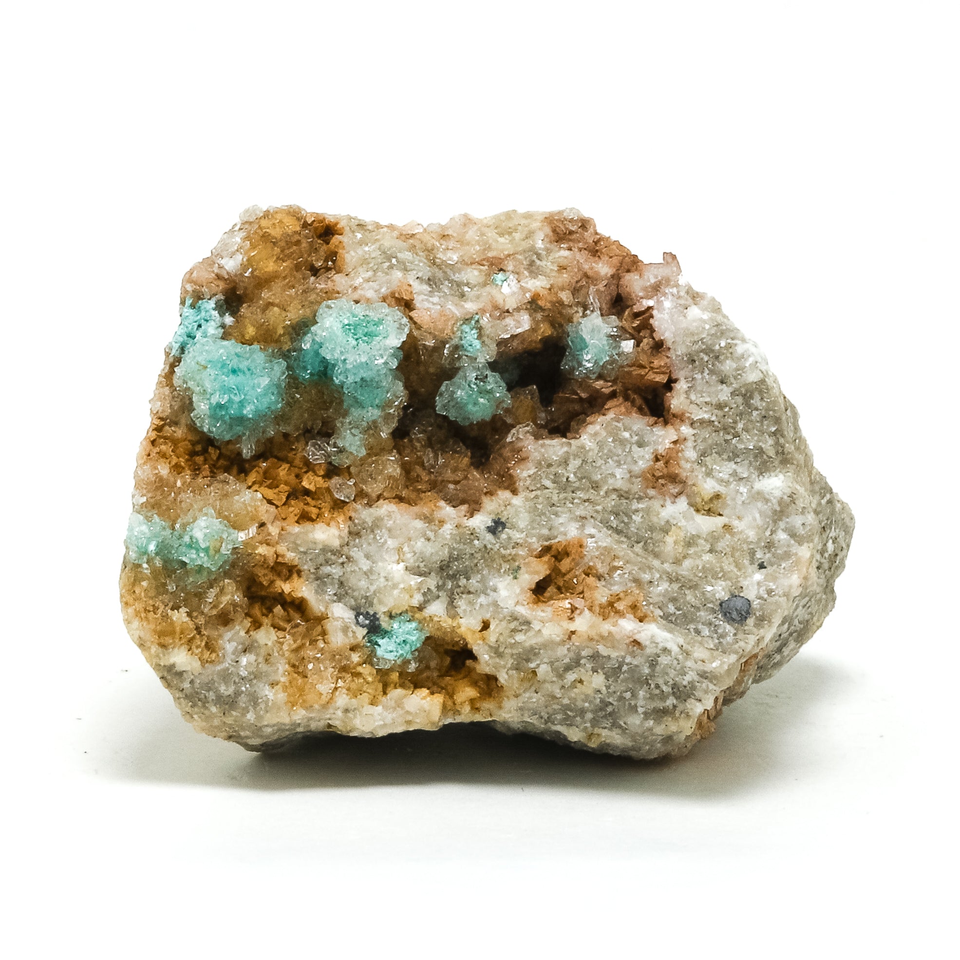Rosasite with Selenite on Dolomite Natural Cluster from the Zellidja Mine, Bou Beker, Touissit-Bou Beker mining district, Jerada Province, Oriental Region, Morocco | Venusrox