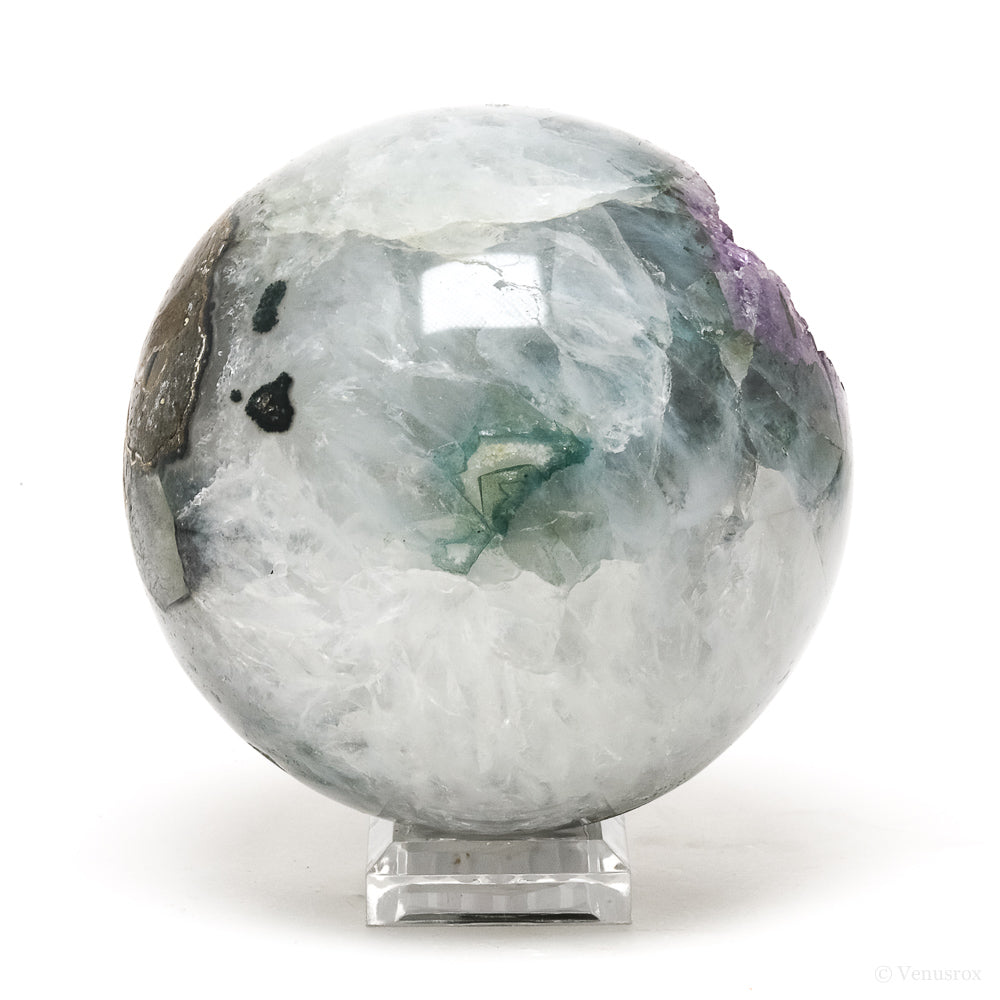 Amethyst with Agate & Chromium Geode Sphere  | Venusrox