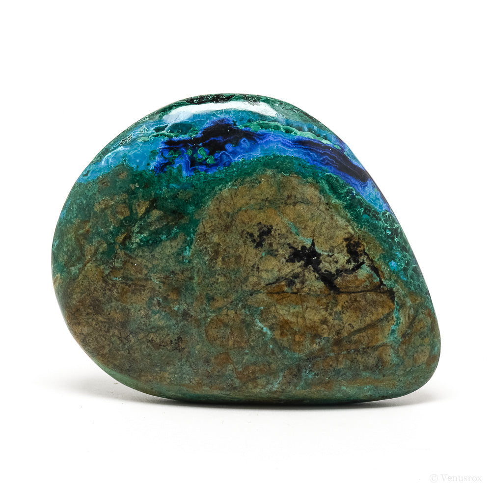 Azurite and Malachite in Matrix Polished Crystal from Huancavelica, Peru | Venusrox