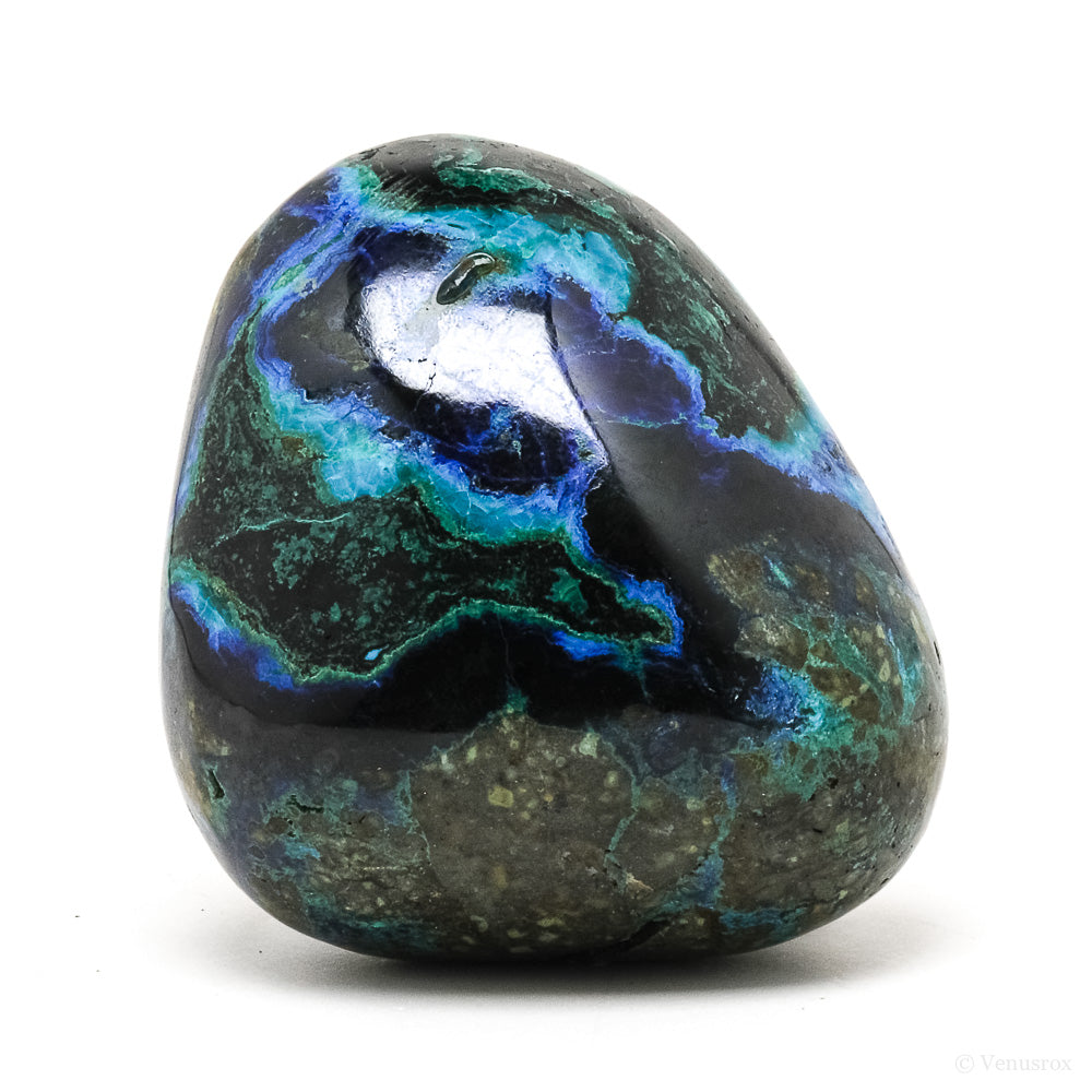 Azurite and Malachite in Matrix Polished Crystal from Huancavelica, Peru | Venusrox