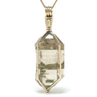 Smoky Quartz with Green Tourmaline Natural Double Terminated Point Pendant from Brazil | Venusrox