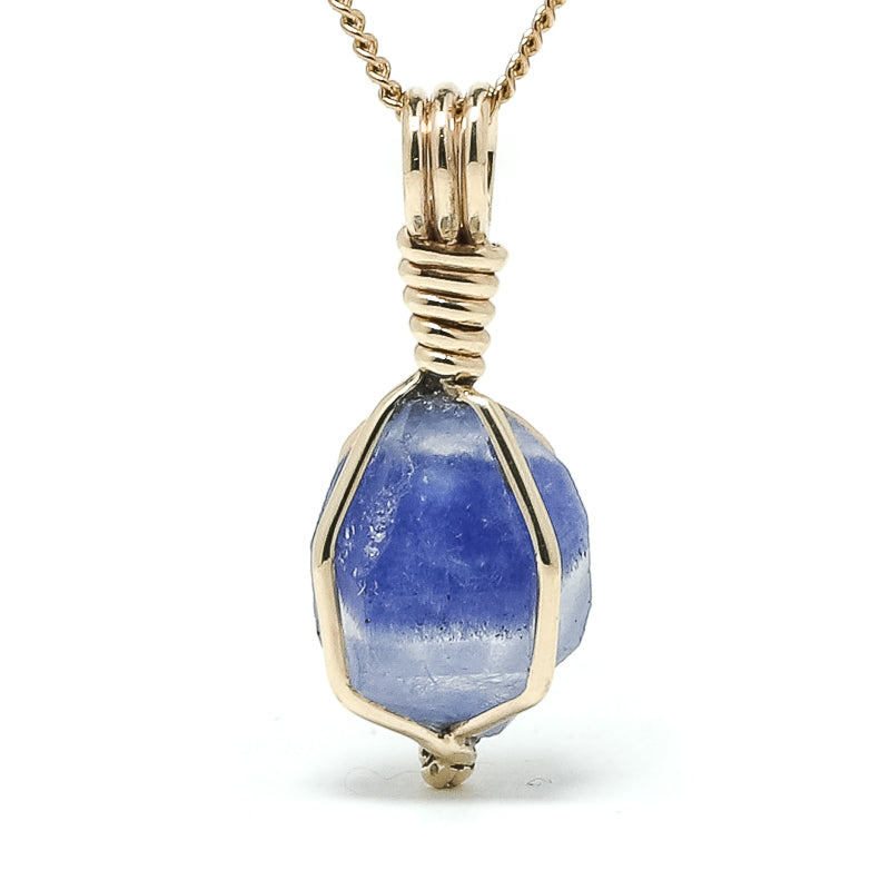 Natural Dumortierite in Quartz Crystal Pendant from the Vaca Morte Mine, Bahia, Brazil | Venusrox