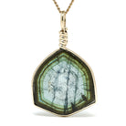 Green & Blue Tourmaline Polished Slice Pendant from Namibia | Venusrox