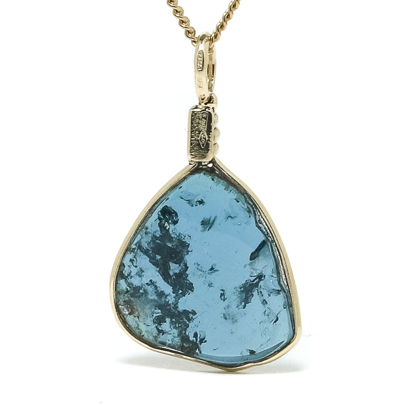 Indicolite (Blue Tourmaline) Polished Slice Pendant from Namibia | Venusrox