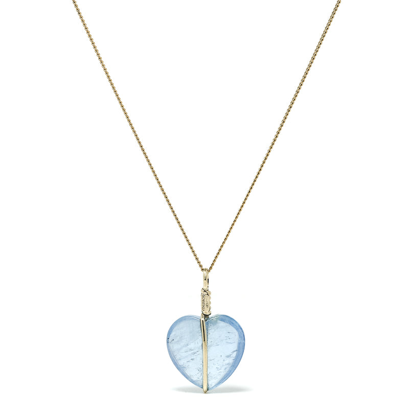 Aquamarine Polished Heart Pendant from Mozambique | Venusrox
