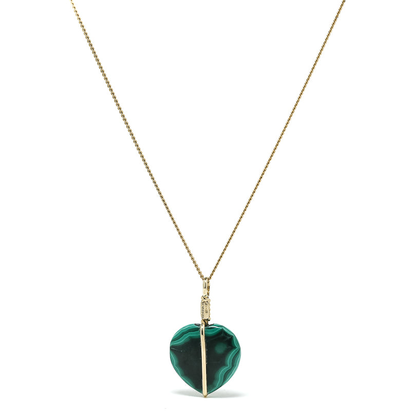 Malachite Polished Crystal Pendant with 9Kt Gold | Venusrox