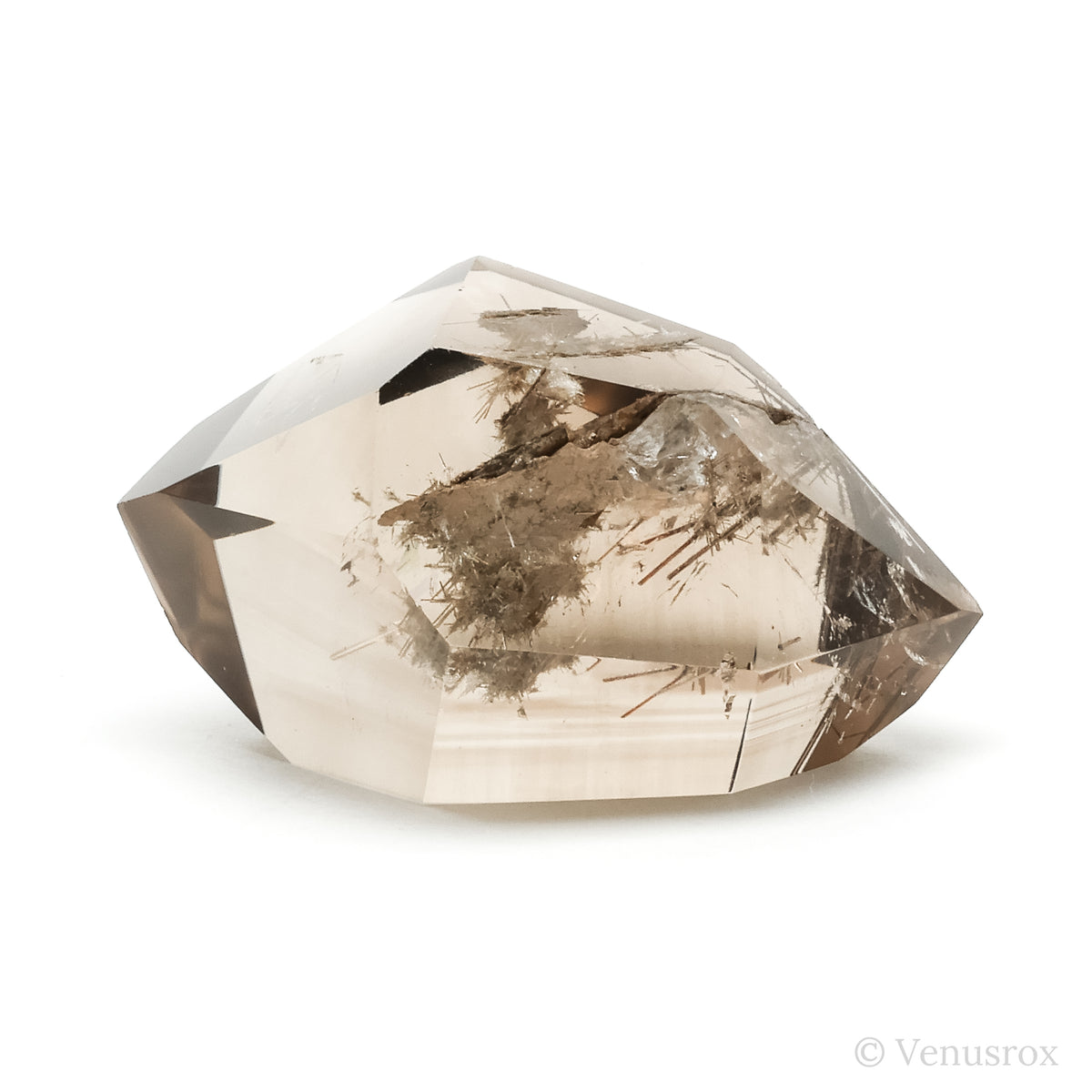 Smoky Rutilated Quartz Part Polished Natural Double Terminated Point from Brazil | Venusrox