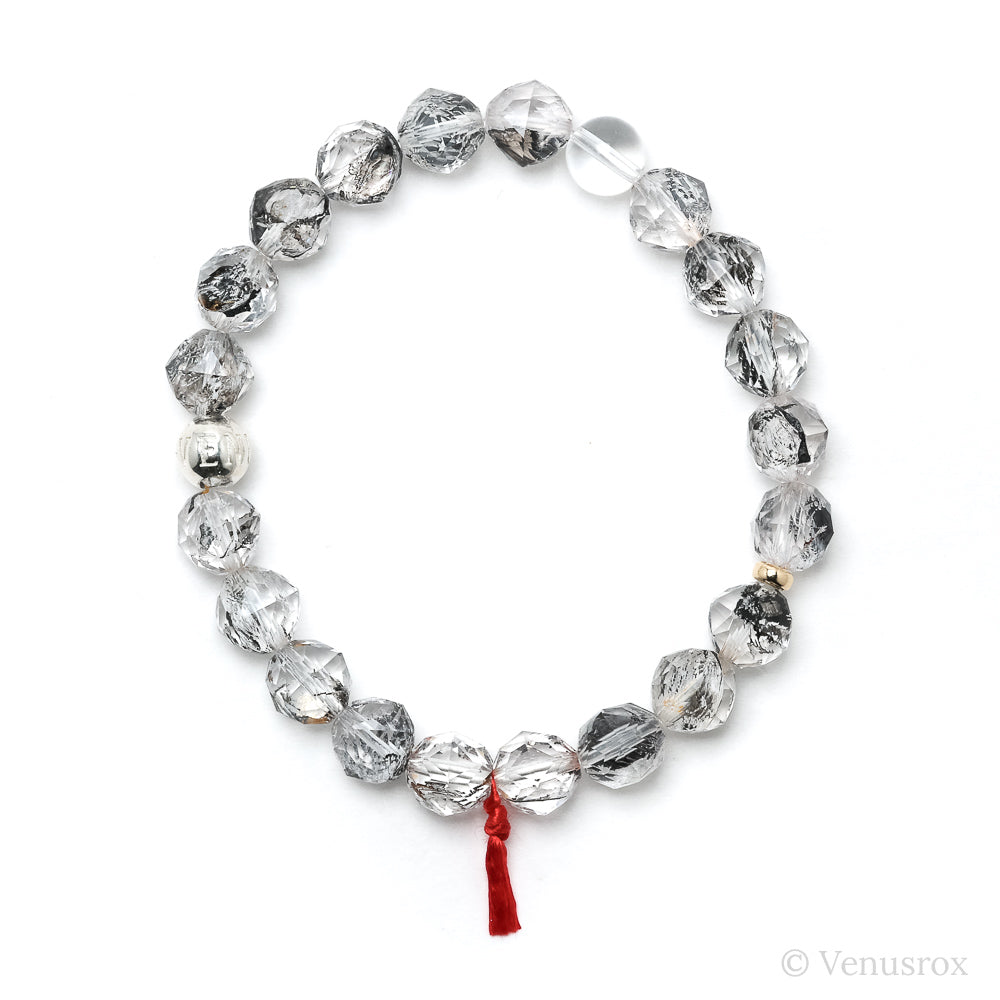Clear Quartz with Carbon Inclusions Bracelet from Pakistan | Venusrox