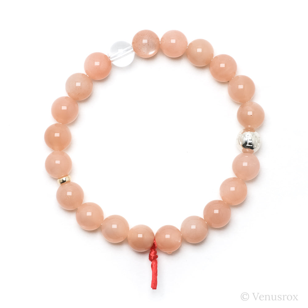 Peach Moonstone Bead Bracelet from India | Venusrox