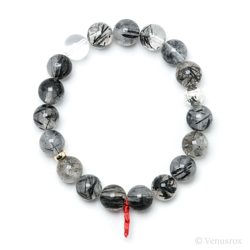 Tourmalinated Quartz Bead Bracelet from Brazil | Venusrox