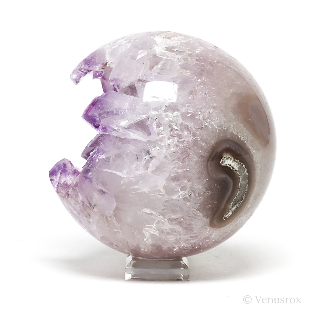 Amethyst with Clear Quartz & Agate Geode Sphere from Brazil  | Venusrox