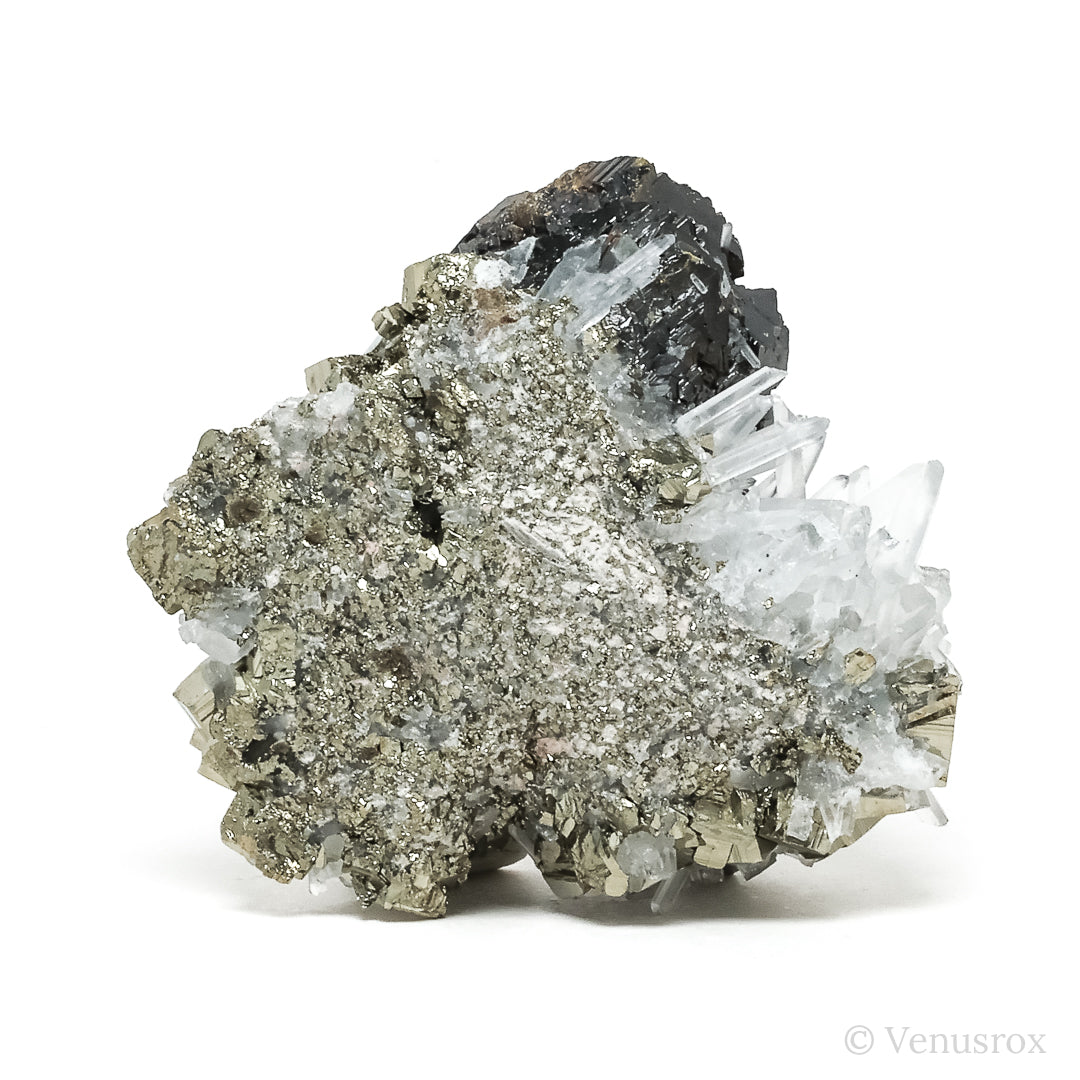 Pyrite with Quartz & Sphalerite Natural Cluster from the Huanzala Mine, Huallanca District, Huanuco Department, Peru | Venusrox