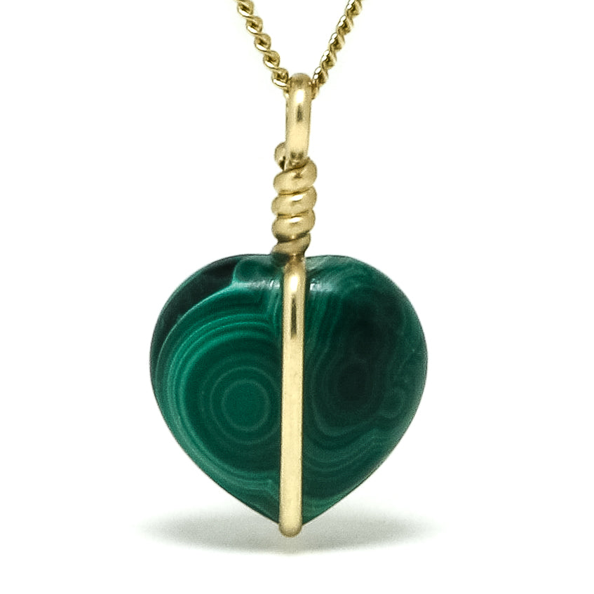Malachite Polished Heart Pendant from the Democratic Republic of Congo | Venusrox