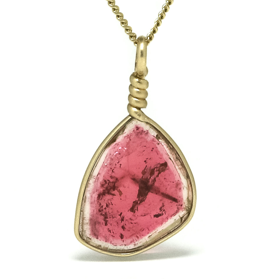 Pink Tourmaline Polished Slice Pendant from the Malkhan Pegmatite Field, Krasnyi Chikoy, Chitinskaya Oblast, Transbaikal, Eastern Siberia, Russia | Venusrox