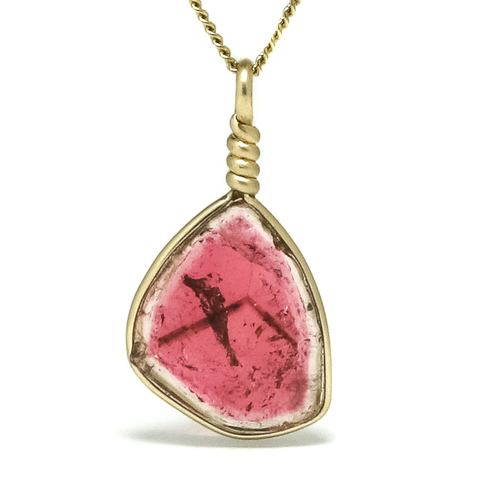 Pink Tourmaline Polished Slice Pendant from the Malkhan Pegmatite Field, Krasnyi Chikoy, Chitinskaya Oblast, Transbaikal, Eastern Siberia, Russia | Venusrox