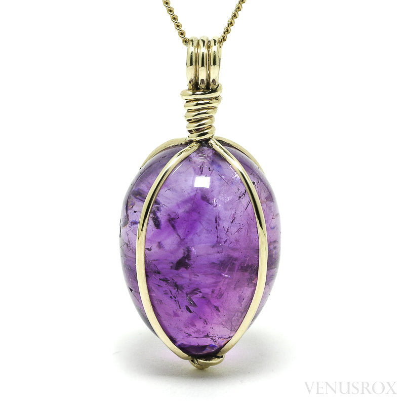 Amethyst Phantom Polished Crystal Pendant with 9Kt Gold | Venusrox