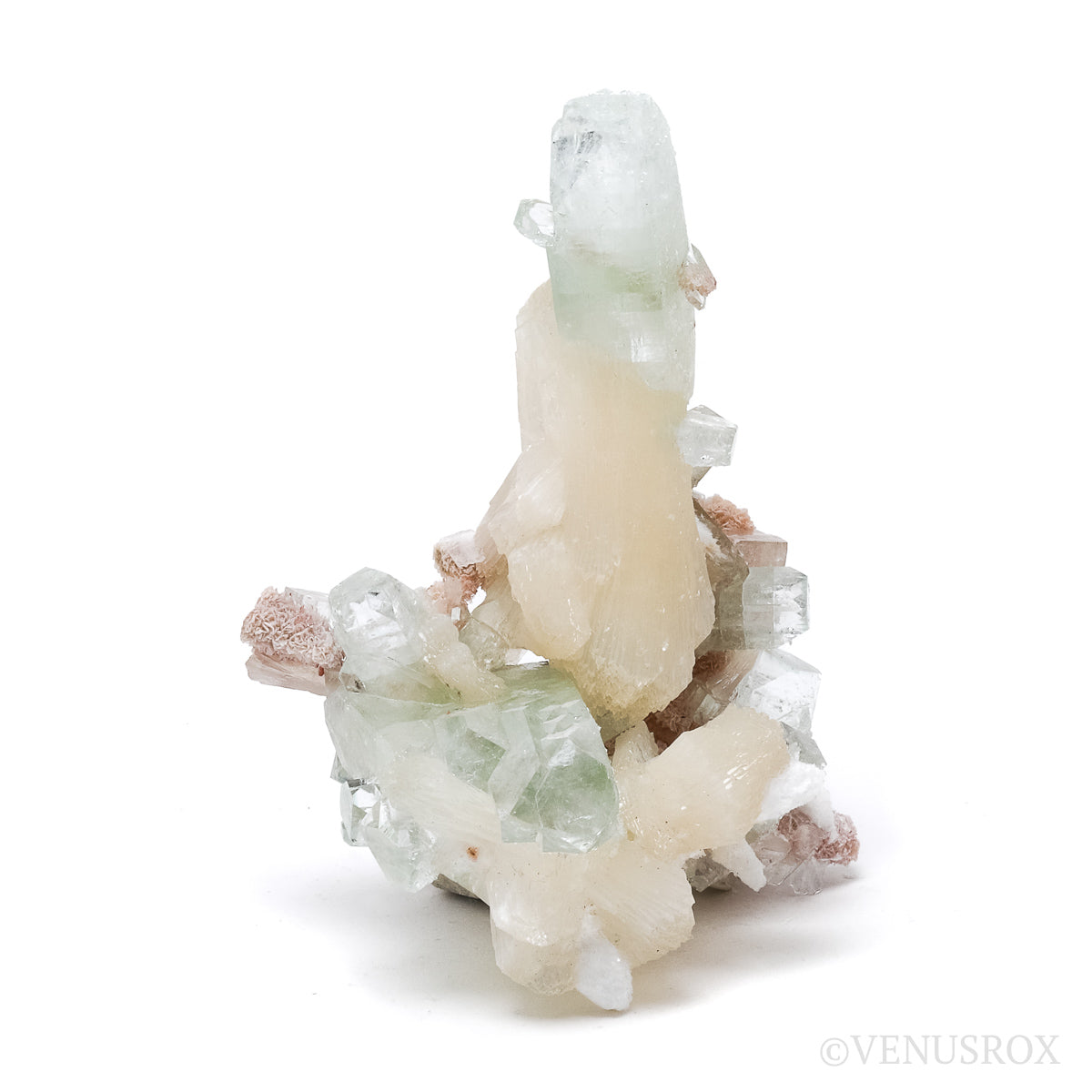 Green Apophyllite with Stilbite & Scolecite Natural Cluster from Jalgaon, Maharashtra, India | Venusrox