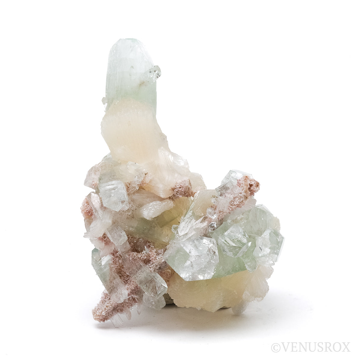 Green Apophyllite with Stilbite & Scolecite Natural Cluster from Jalgaon, Maharashtra, India | Venusrox