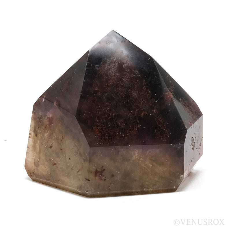 Amethyst with Citrine & Hematite Phantoms in Clear Quartz Polished Point from Cristalina, Goiás, Brazil | Venusrox