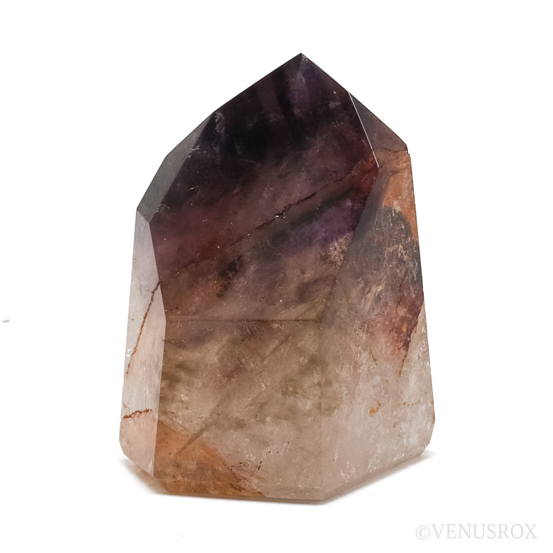 Amethyst with Hematite Phantom in Clear Quartz Polished Point from Cristalina, Goiás, Brazil | Venusrox