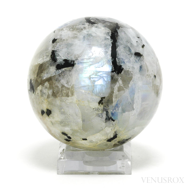 Rainbow Moonstone with Black Tourmaline Polished Sphere from India | Venusrox