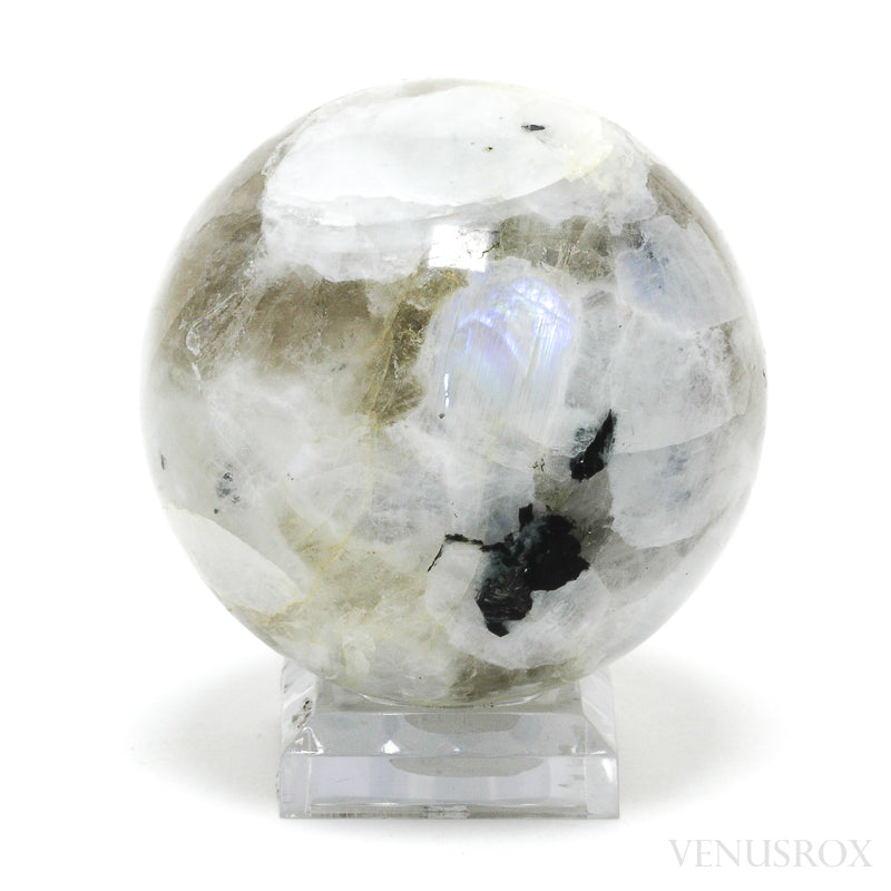 Rainbow Moonstone with Black Tourmaline Polished Sphere from India | Venusrox