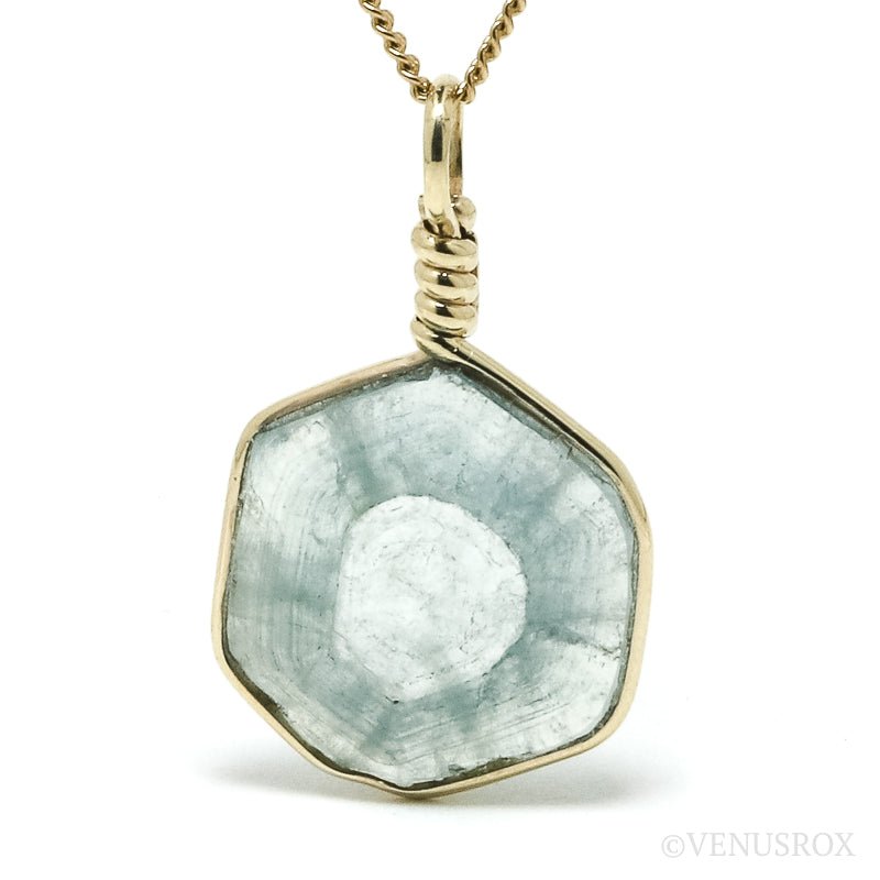 Aquamarine Polished Slice Pendant from the Chitinskaya Oblast Mine, Zabaykalski Krai, Siberia, Russia | Venusrox