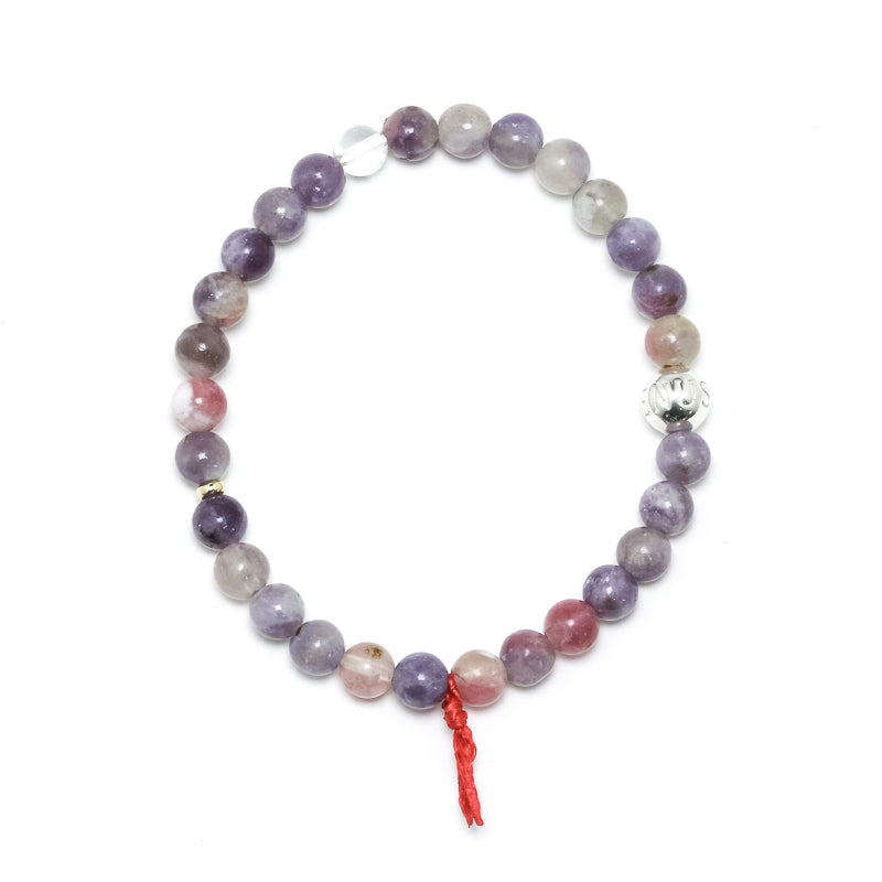 Lepidolite with Pink Tourmaline Bead Bracelet from Brazil | Venusrox
