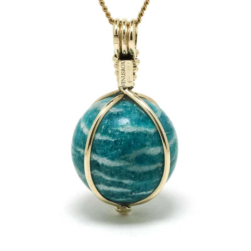 Amazonite Polished Sphere Pendant from the Kola Peninsula, Russia | Venusrox
