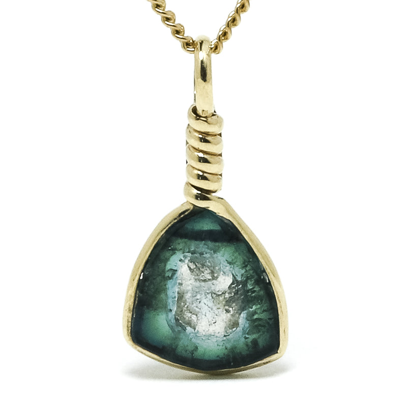 Blue & Green Tourmaline Polished Slice Pendant from Namibia | Venusrox