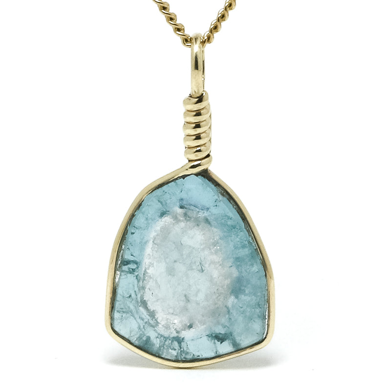 Indicolite (Blue Tourmaline) Polished Slice Pendant from Namibia | Venusrox