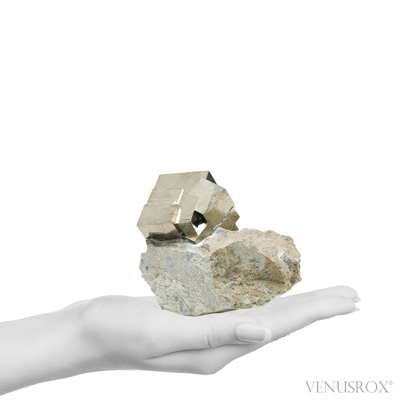 Pyrite Cube in Matrix from Navajun, La Rioja, Spain | Venusrox