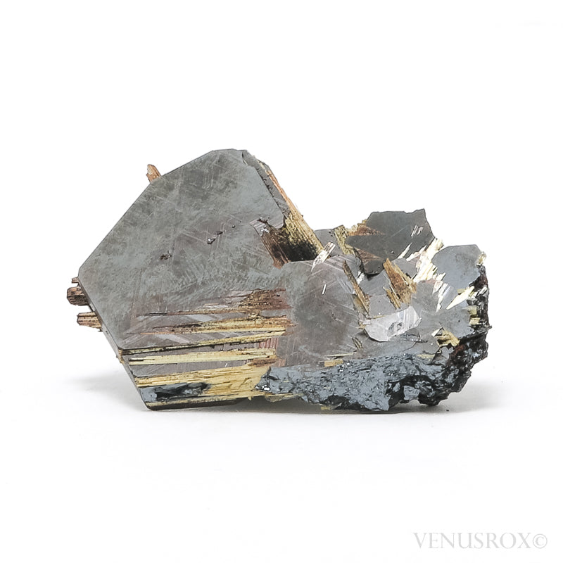 Hematite with Golden Rutile Natural Specimen from Novo Horizonte, Bahia, Brazil | Venusrox