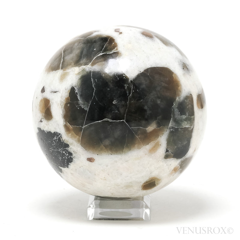 Brown Moonstone with Black Tourmaline & Feldspar Sphere from India | Venusrox