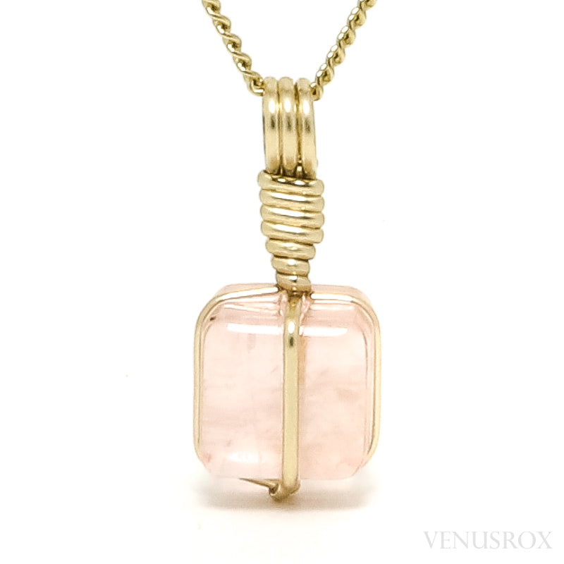 Morganite Polished Cube Pendant from Mozambique | Venusrox