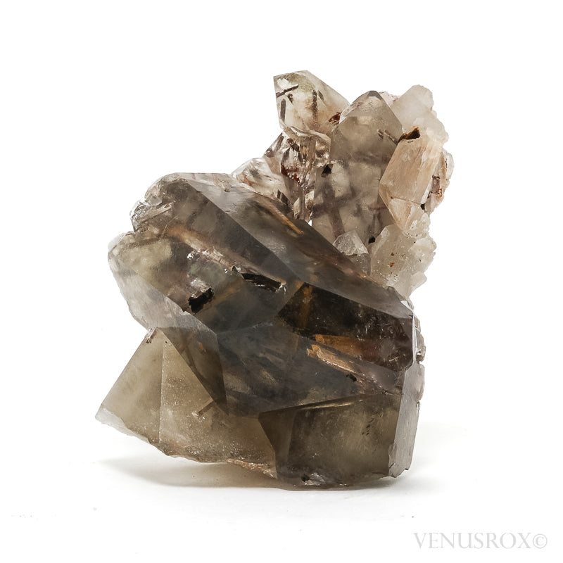 Smoky Quartz with Green & Red Epidote Natural Cluster from Brazil | Venusrox