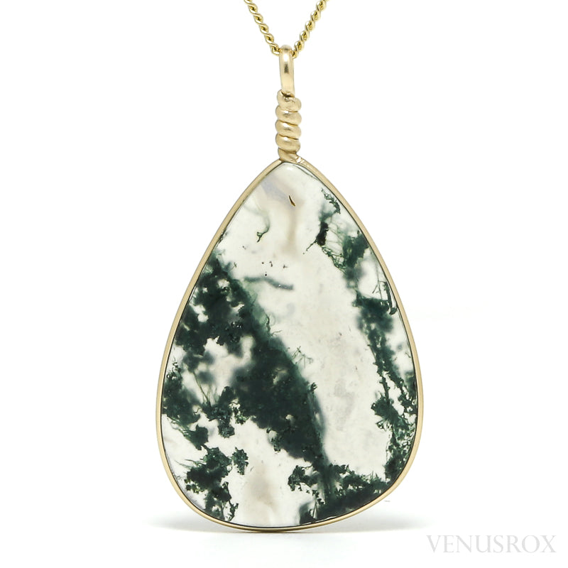 Moss Agate Polished Crystal Pendant from India | Venusrox
