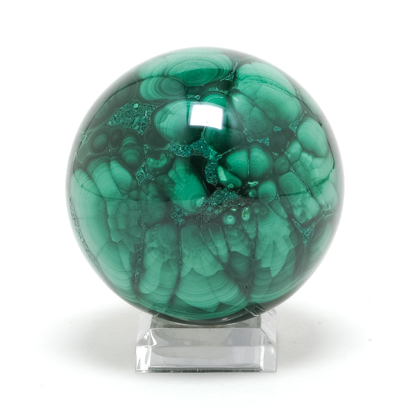 Malachite Polished/Natural Sphere from the Democratic Republic of Congo | Venusrox