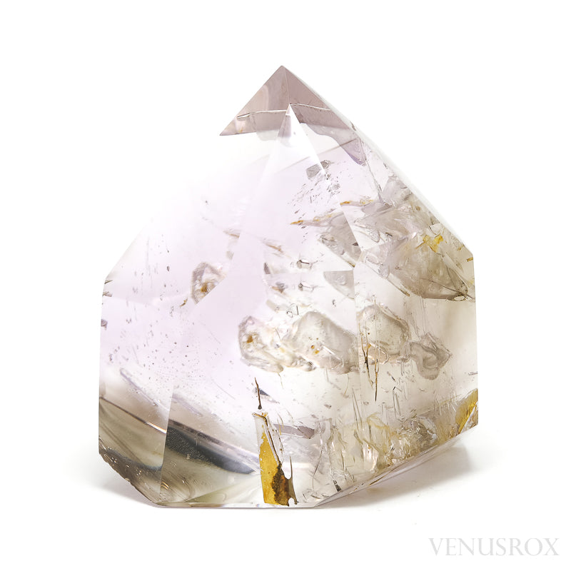 Amethyst & Smoky Phantom Quartz with an Enhydro & Negative Crystals Polished Point from Madagascar | Venusrox