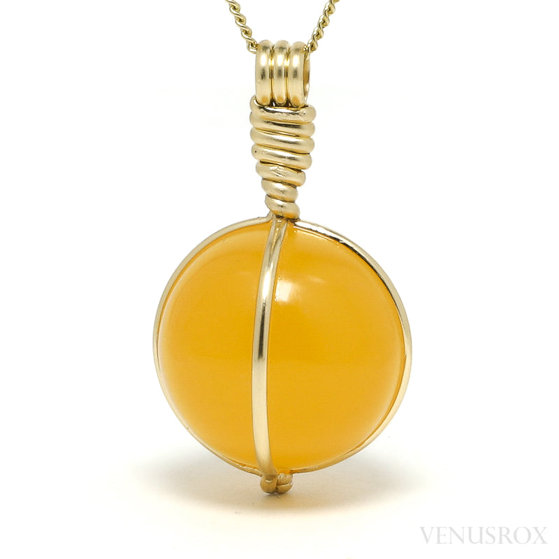 Orange Calcite Polished Sphere Pendant from Utah, USA | Venusrox