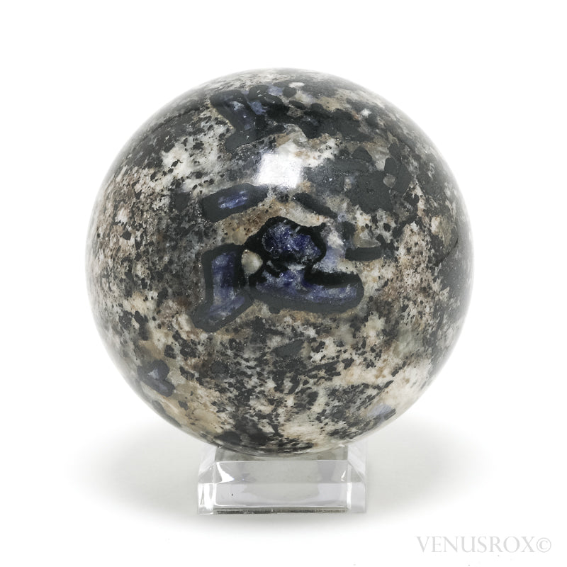 Blue Sapphire in Feldspar & Matrix Polished Sphere from the Khibiny Massif, Murmansk Oblast, Russia | Venusrox