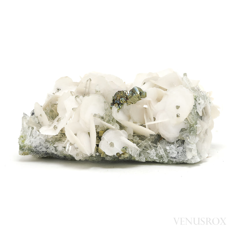 Calcite & Pyrite on Quartz Natural Cluster from Bulgaria | Venusrox