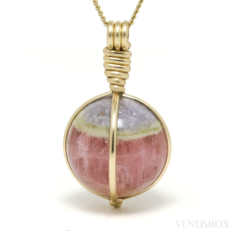 Pink Tourmaline with Lepidolite Polished Sphere Pendant from Russia | Venusrox