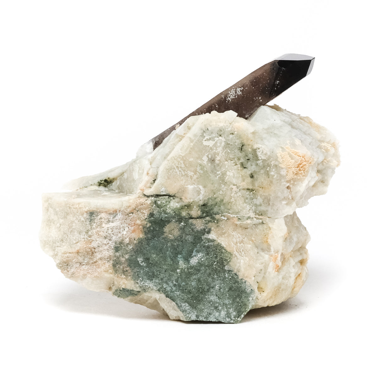 Smoky Quartz & Feldspar Natural Point from Mount Malosa, Zomba District, Malawi | Venusrox