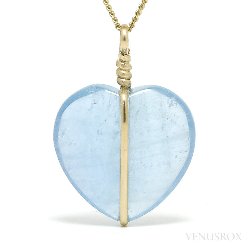 Aquamarine Polished Heart Pendant from Mozambique | Venusrox