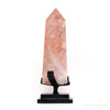 Rose Quartz with Dendrite Inclusions Polished/Natural Point from Brazil mounted on a bespoke stand | Venusrox