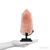 Rose Quartz with Dendrite Inclusions Polished/Natural Point from Brazil mounted on a bespoke stand | Venusrox