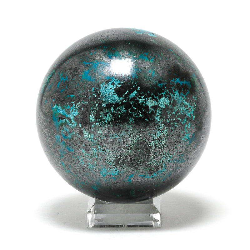 Chrysocolla with Cuprite & Malachite Polished Sphere from the Democratic Republic of Congo | Venusrox